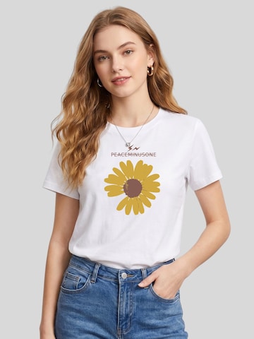 T-shirt 'Women Minimal Hand-Drawn Sunflower Print T-Shirt' LapaPlus en blanc : devant