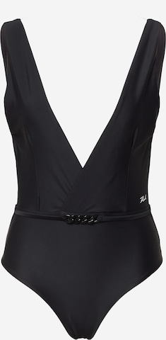 Karl Lagerfeld Bralette Swimsuit in Black: front