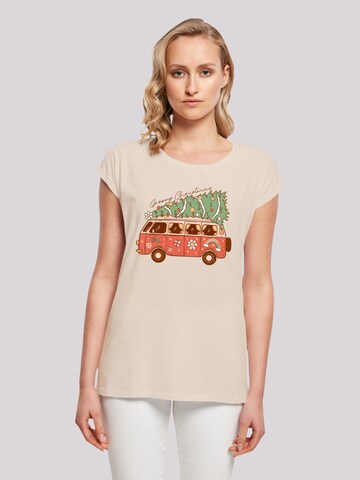 F4NT4STIC Shirt 'Groovy Christmas Camper Van' in Beige: front