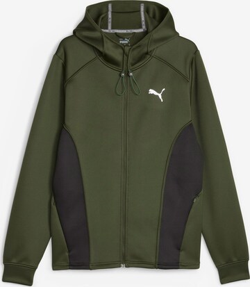 PUMA Athletic Zip-Up Hoodie in Green: front