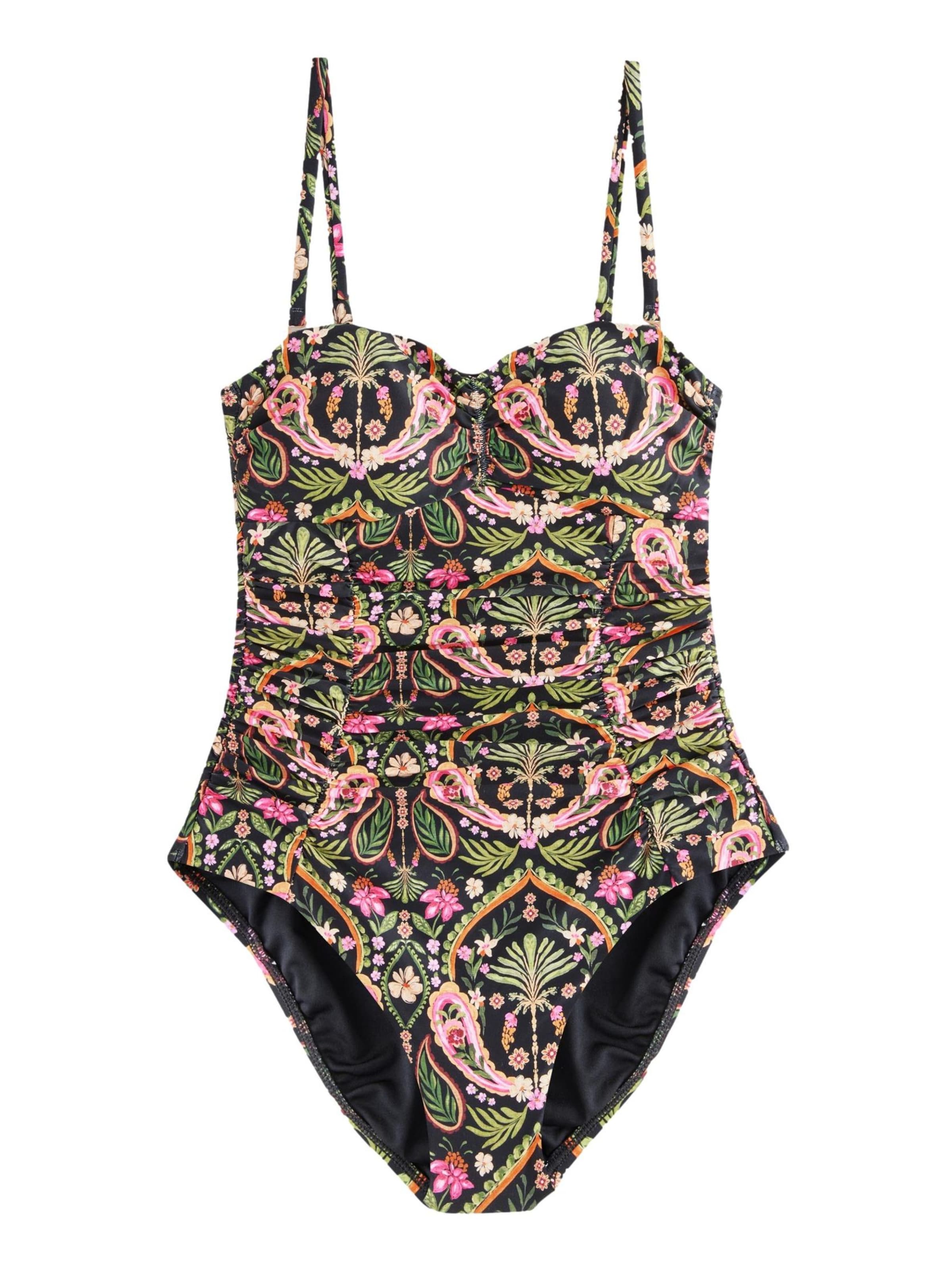 melns Next Bandeau Figūru koriģējošs peldkostīms: no priekšpuses