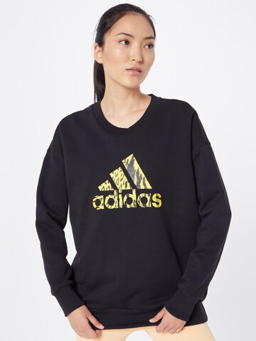 ADIDAS SPORTSWEAR Athletic Sweatshirt 'Future Icons Animal Print' in Black: front