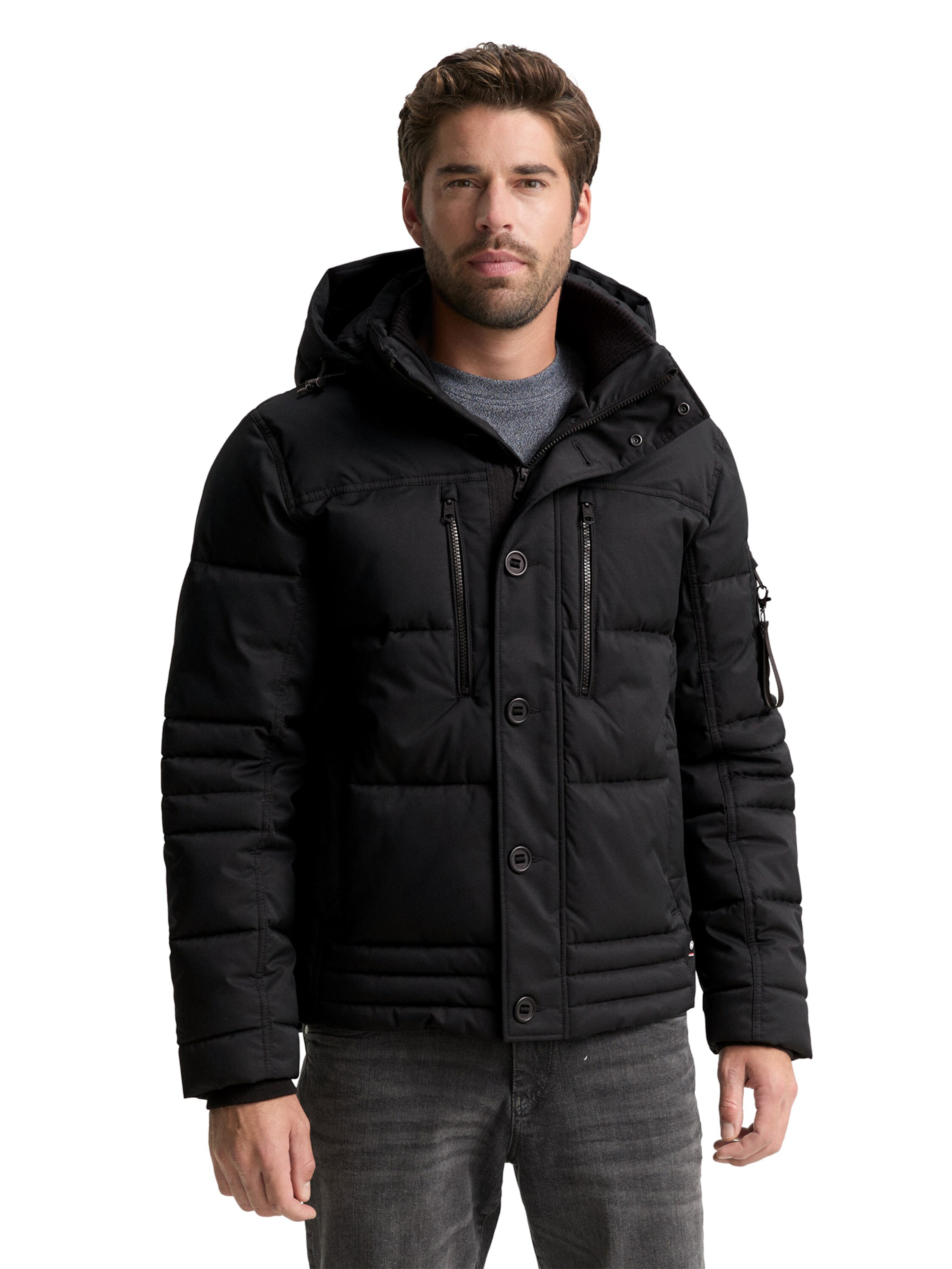 TOM TAILOR Winterjacke in Schwarz: Vorderseite