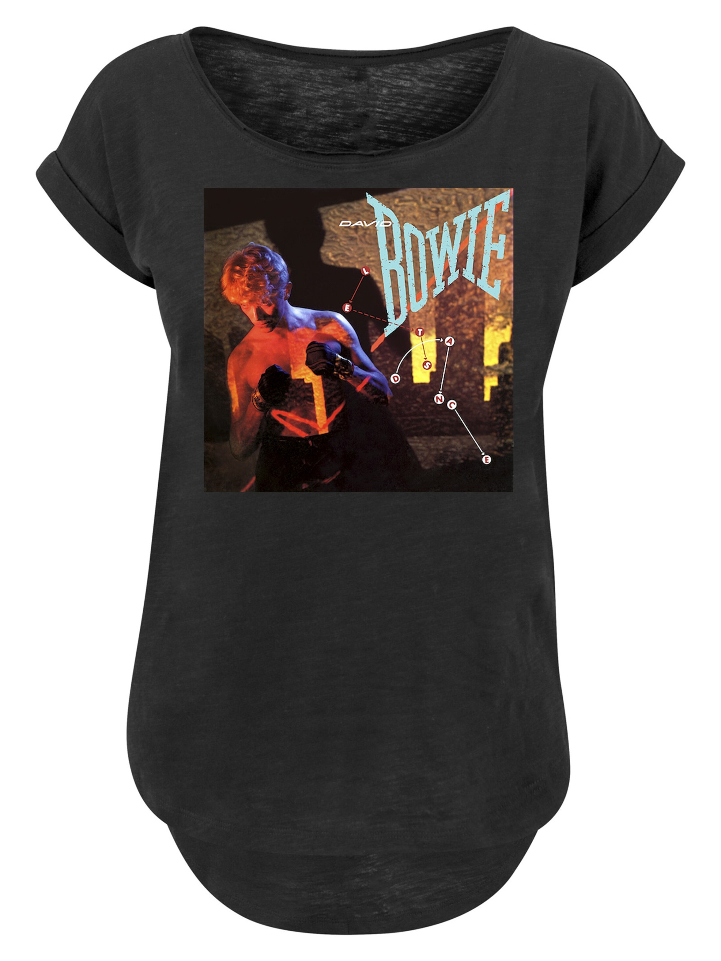 F4NT4STIC Shirt 'David Bowie Let's Dance Album Cover' in Zwart: voorkant