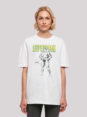 F4NT4STIC Shirt 'Superman Mono Action Pose' in Wit: voorkant