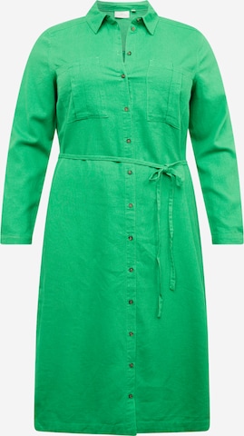 ONLY Carmakoma Skjortklänning 'CARO' i grön: framsida