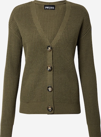 PIECES Knit Cardigan 'KARIE' in Green: front