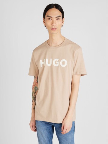 HUGO Μπλουζάκι 'Dulivio' σε μπεζ: μπροστά