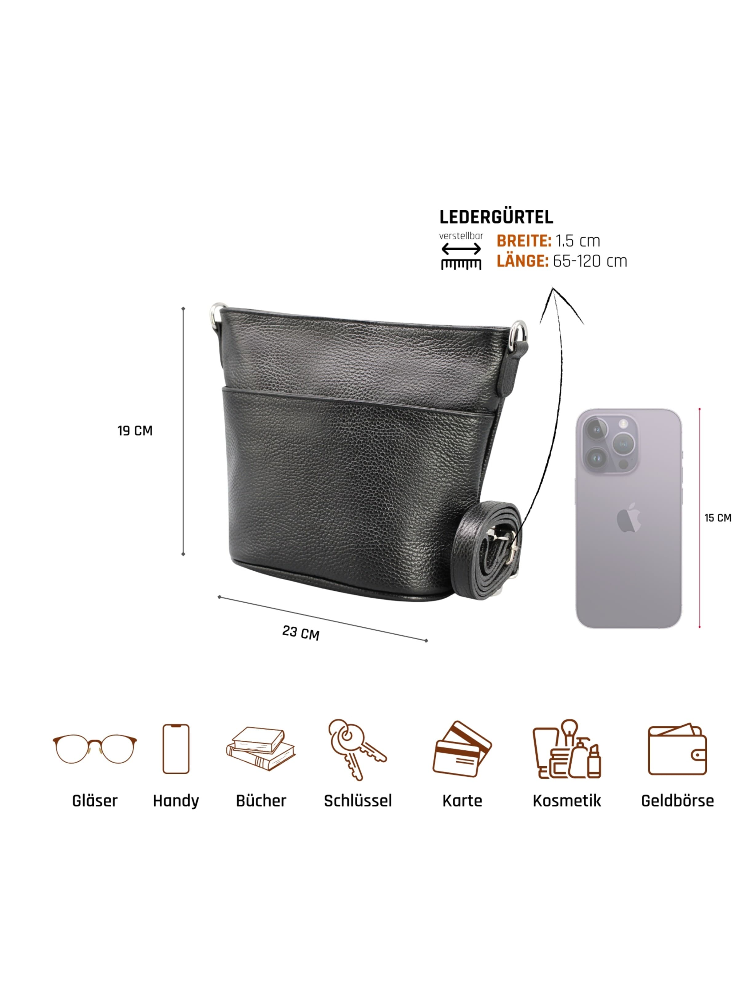 Adel Bags Schultertasche 'Lina'‌‌‌‌‌‌‌‌‌‌ in Schwarz