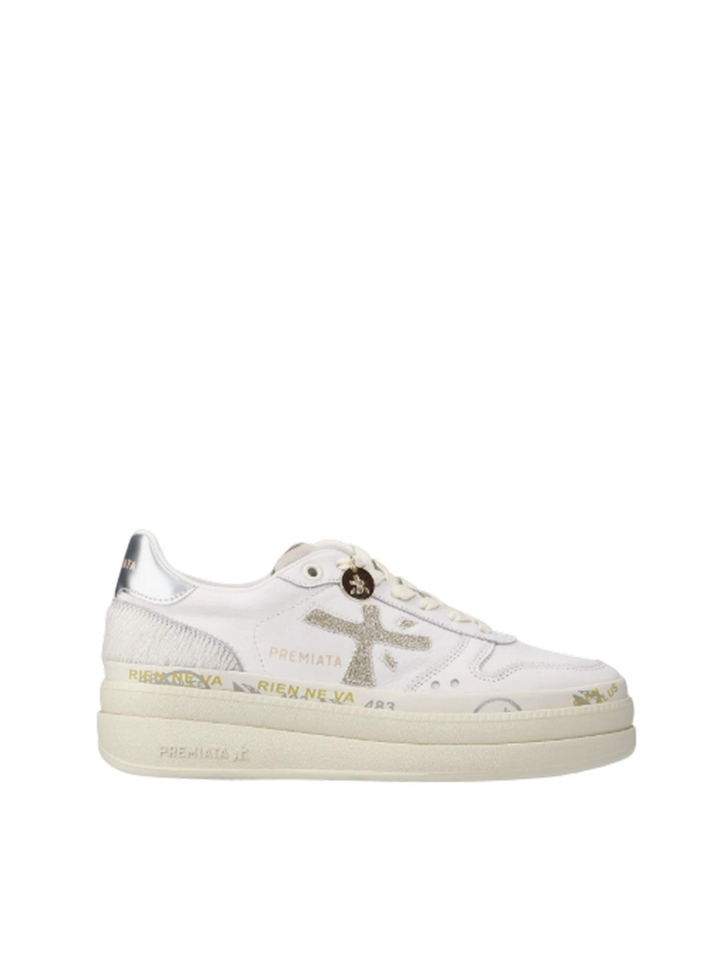 Premiata Athletic Shoes in White: front