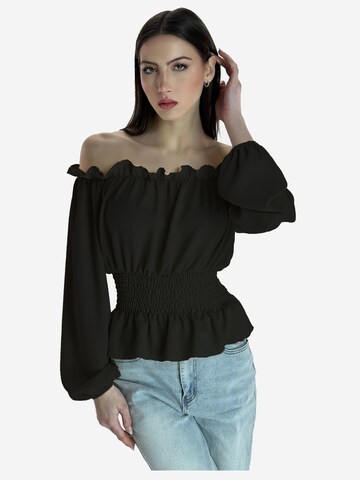 Elara Bluse in Schwarz: Vorderseite