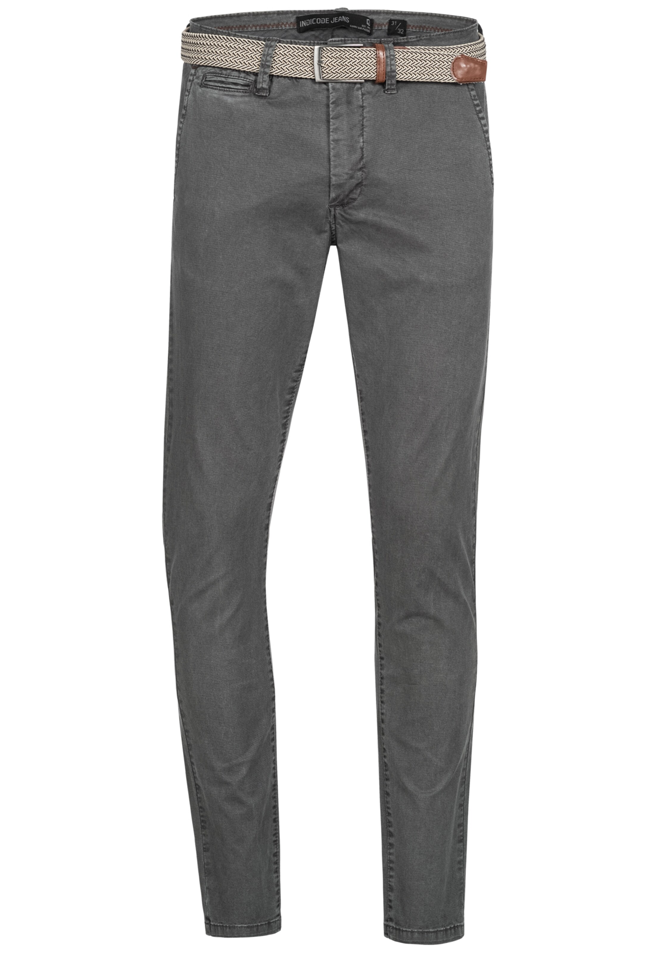 INDICODE JEANS Chino trousers in Grey: front