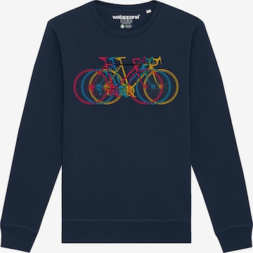 Watapparel Sweatshirt ' Fahrräder ' in Blauw: voorkant