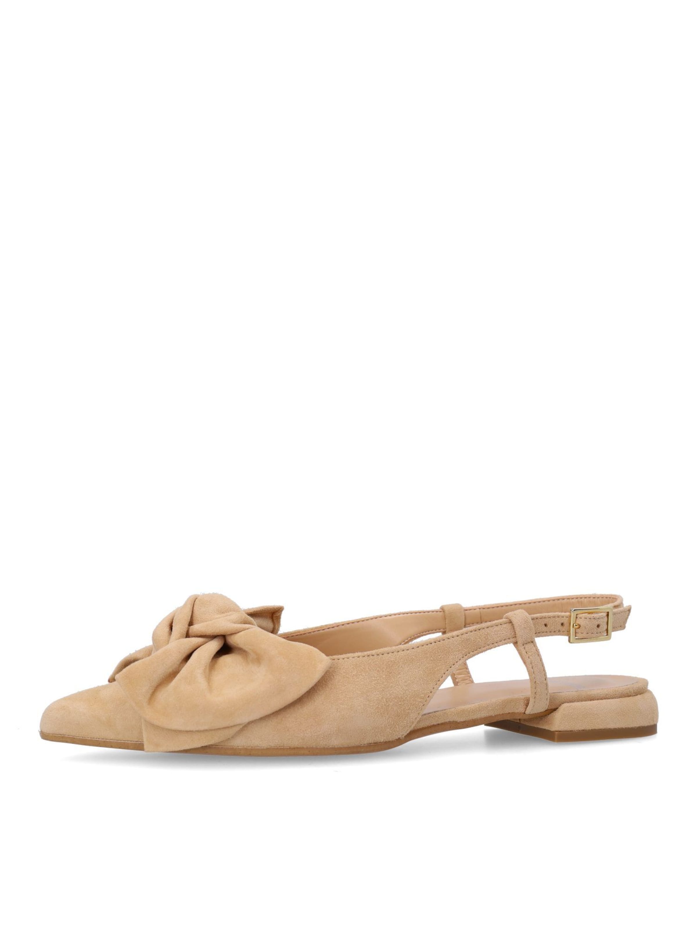 MANFIELD Ballet Flats with Strap in Beige: front