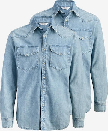 JACK & JONES Slim fit Overhemd 'Western' in Blauw: voorkant