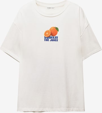 Pull&BearŠiroka majica - bijela boja: prednji dio