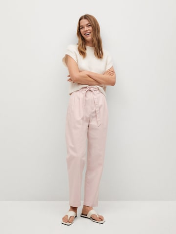 MANGO Regular Pleat-Front Pants in Pink