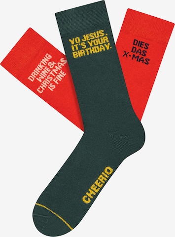 Chaussettes 'Wisechristmas' CHEERIO* en vert : devant