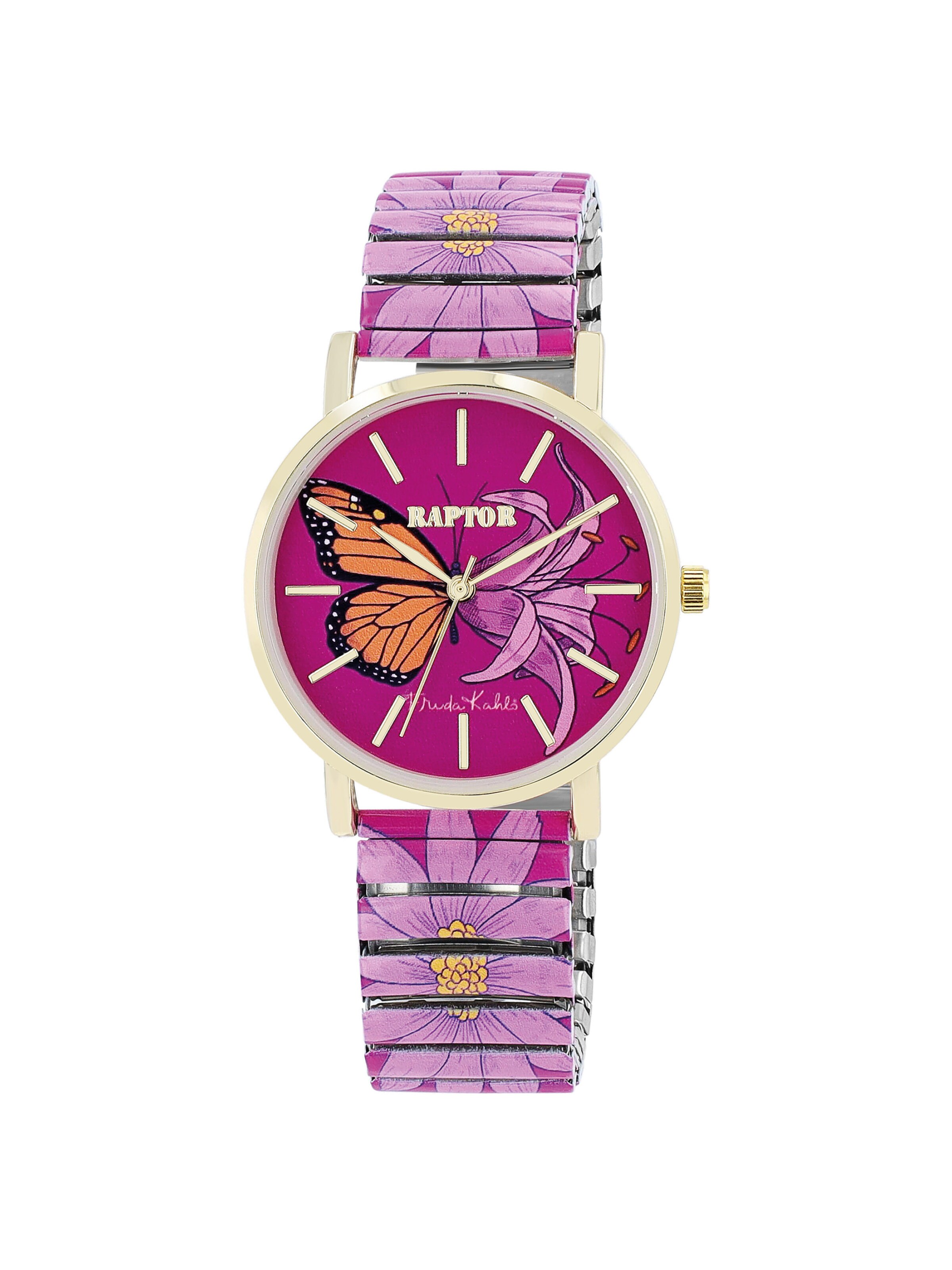 Raptor Analoguhr 'Kahlo Edition'‌ in Pink: Vorderseite