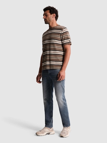 CAST IRON - Camiseta 'T-shirt with waffle texture and stripe pattern' en marrón