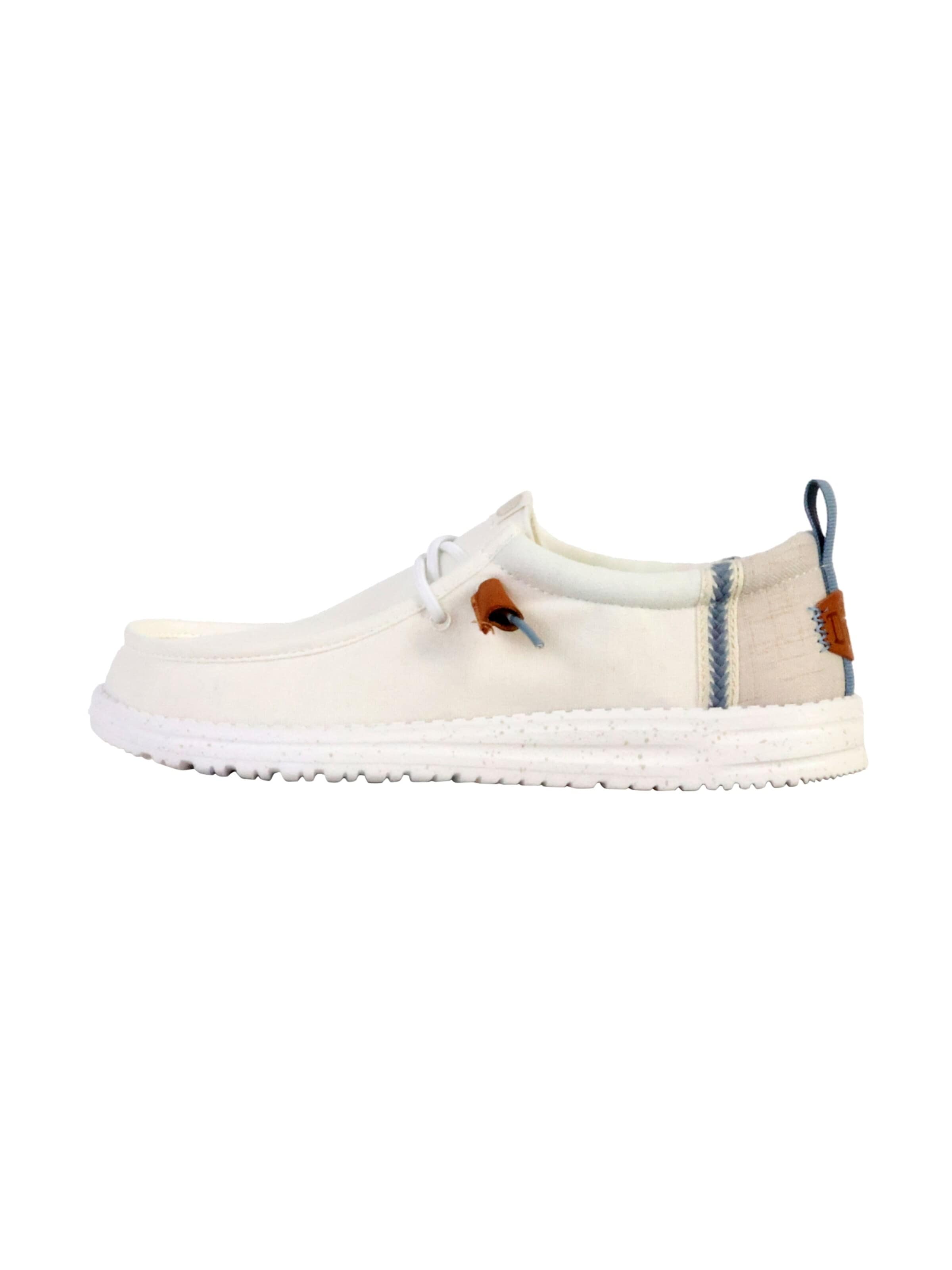 HEY DUDE Slipper 'Schnür-Mokassin „Wally Craft Linen“'‌‌ in Weiß: Vorderseite