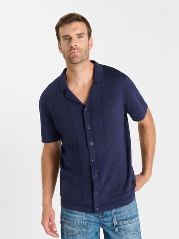 Le Temps Des Cerises Regular Fit Hemd in Blau: Vorderseite