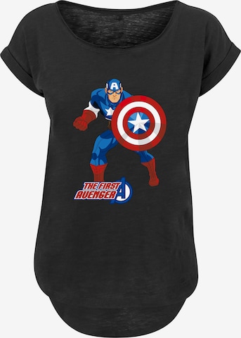Maglietta 'Marvel Avengers Captain America The First Avenger' di F4NT4STIC in nero: frontale