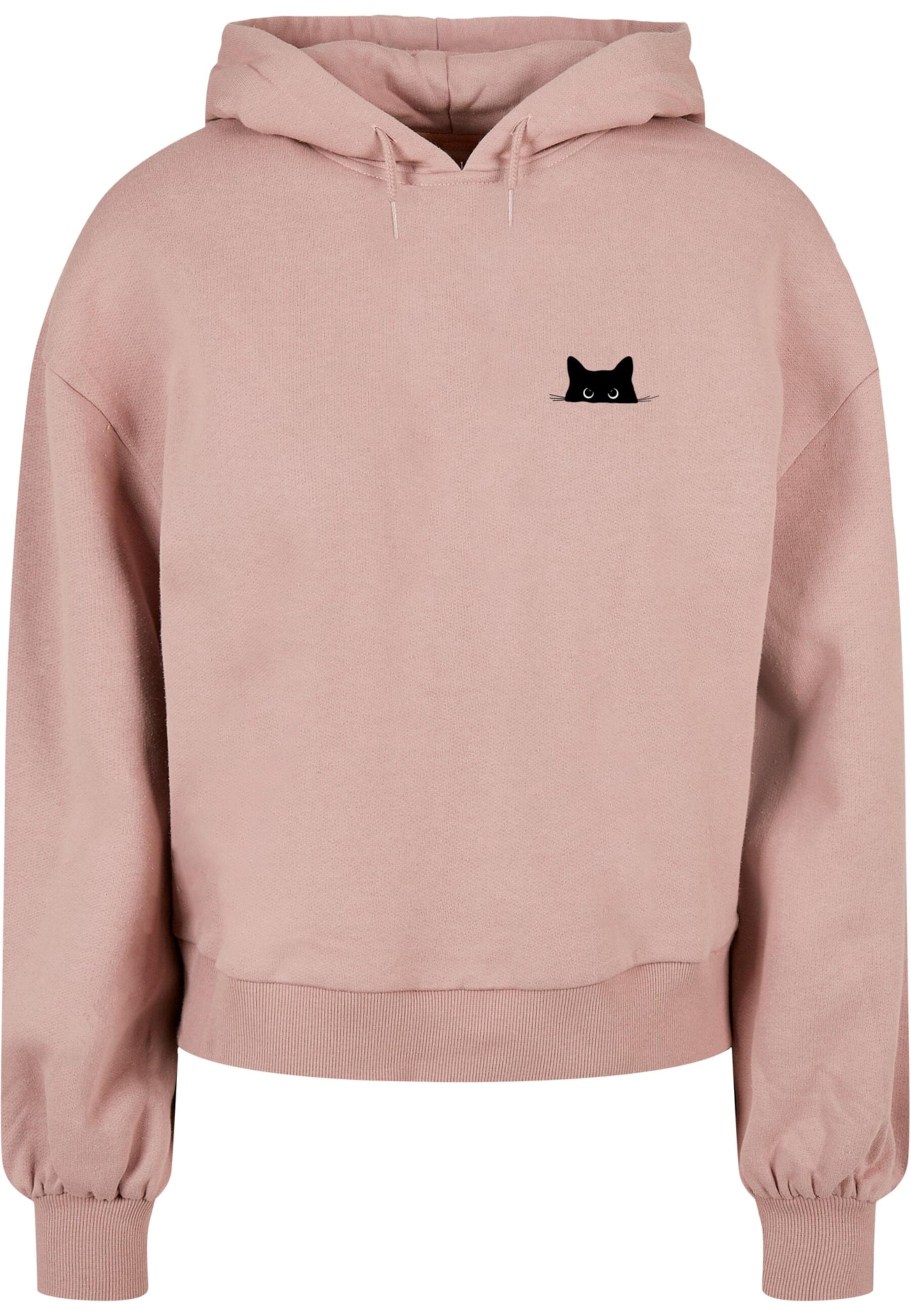 Merchcode Sweatshirt 'Halloween - Cat' in Roze: voorkant