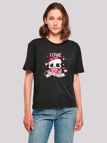 T-shirt 'Anti Valentinstag LOVE is in the air' F4NT4STIC en noir : devant