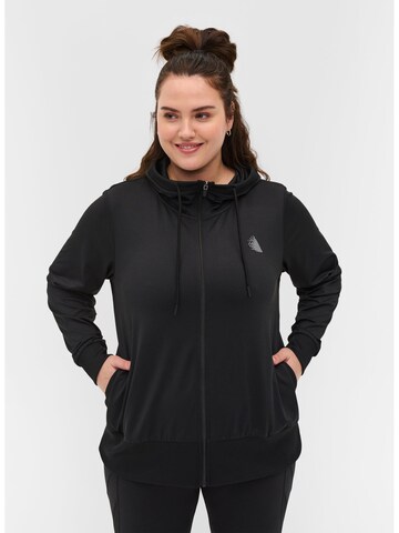 Active by Zizzi Sweatvest 'Cannes' in Zwart: voorkant