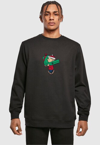 Merchcode Sweatshirt 'Peanuts Charlies Presents' in Zwart: voorkant