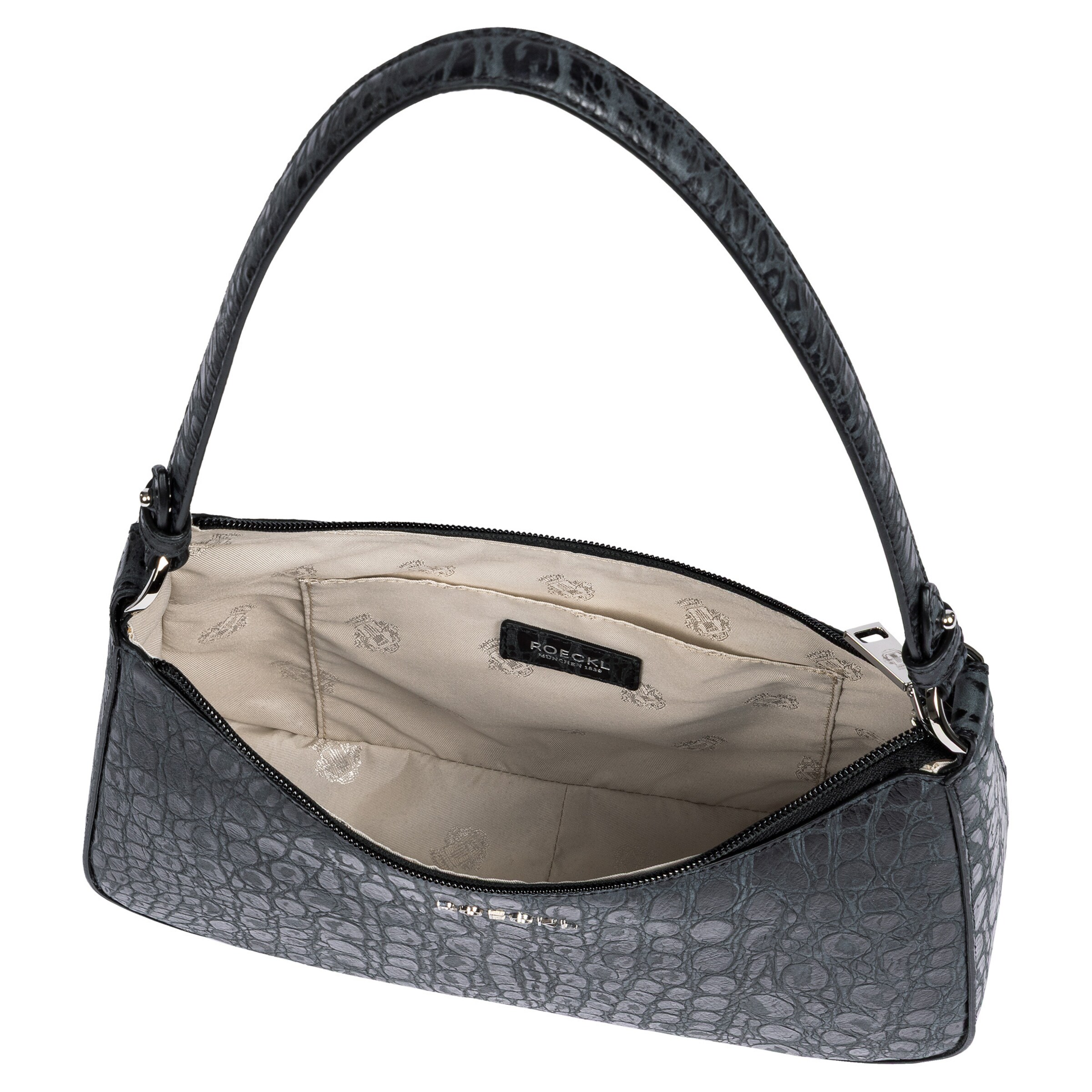 Roeckl Schoudertas 'CLEO SCHULTERTASCHE CROCO SMALL' in Zwart