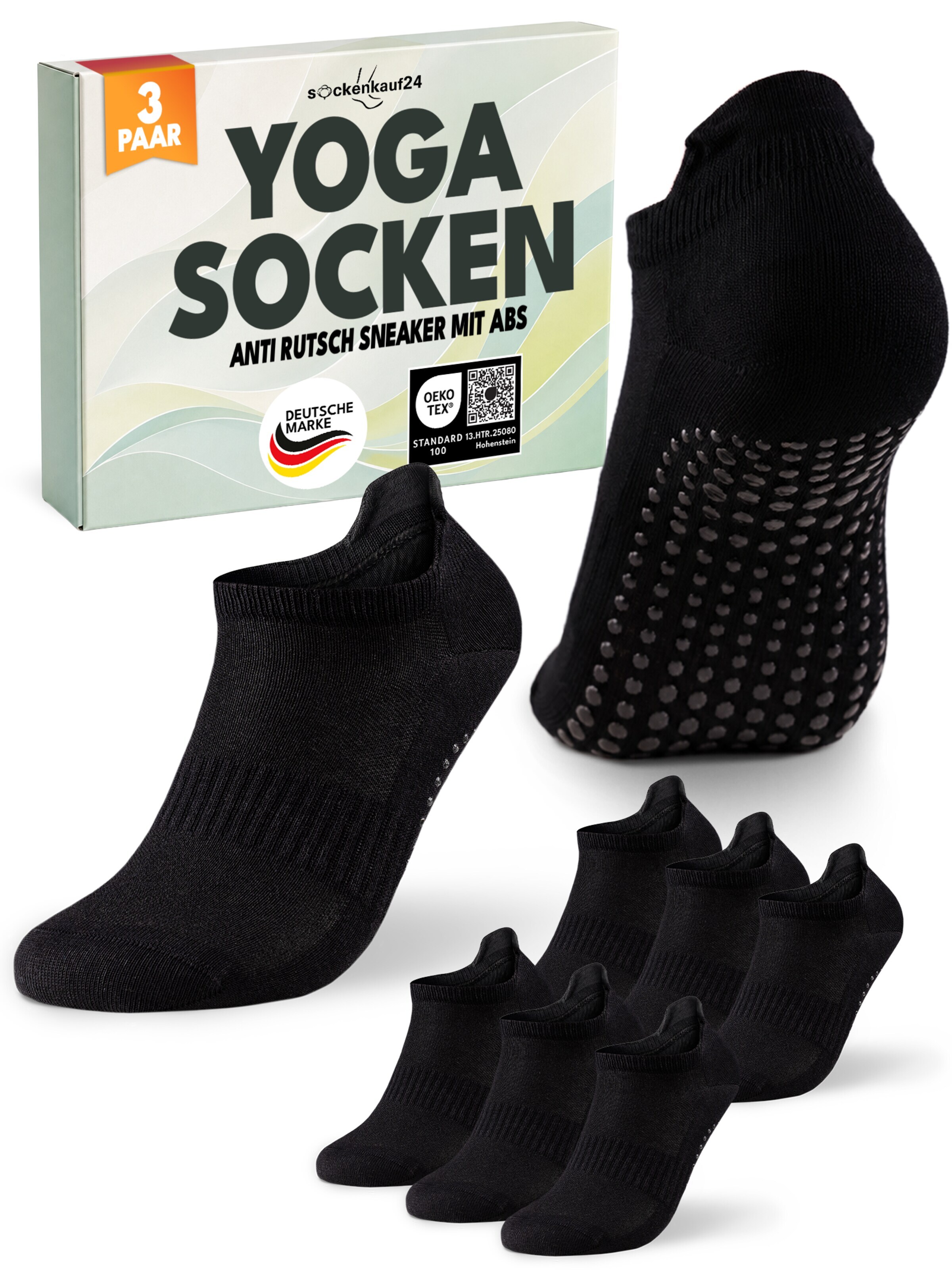 sockenkauf24 Sportsocken 'Pilates & Yoga Sneaker Socken'‌‌‌‌‌ in 35-38 in schwarz, Produktansicht
