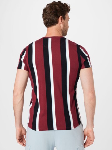 HOLLISTER T-Shirt 'CREW VERTICAL STRIPES' in Rot