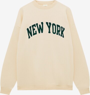 Sweat-shirt Pull&Bear en beige : devant