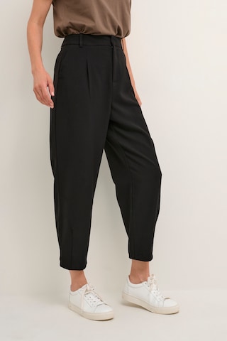 Kaffe Tapered Pleat-Front Pants 'Merle' in Black: front