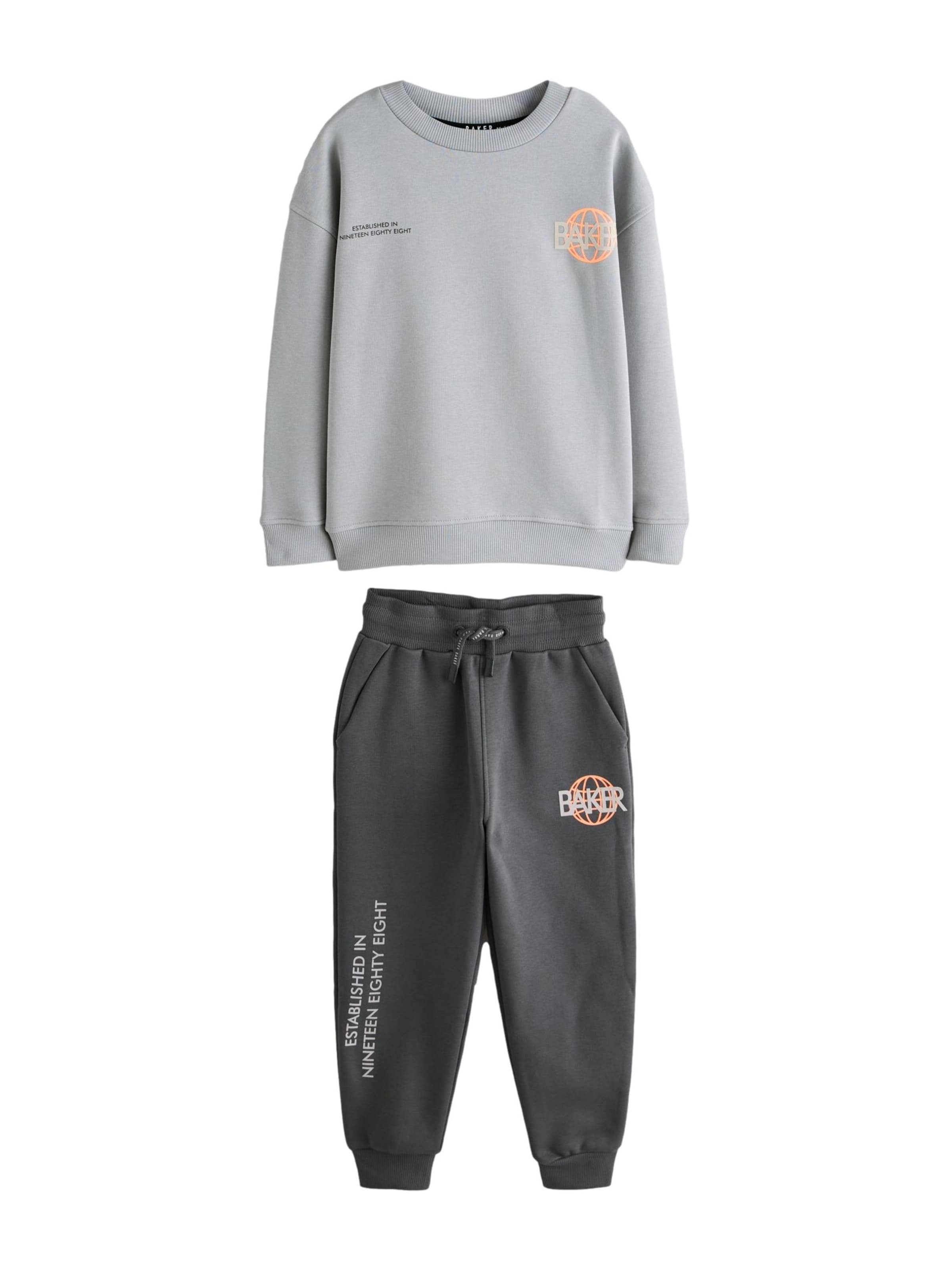 Baker by Ted Baker Jogginganzug in grau / graphit / orange / weiß, Produktansicht