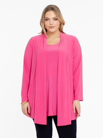 Yoek Knit Cardigan in Pink: front