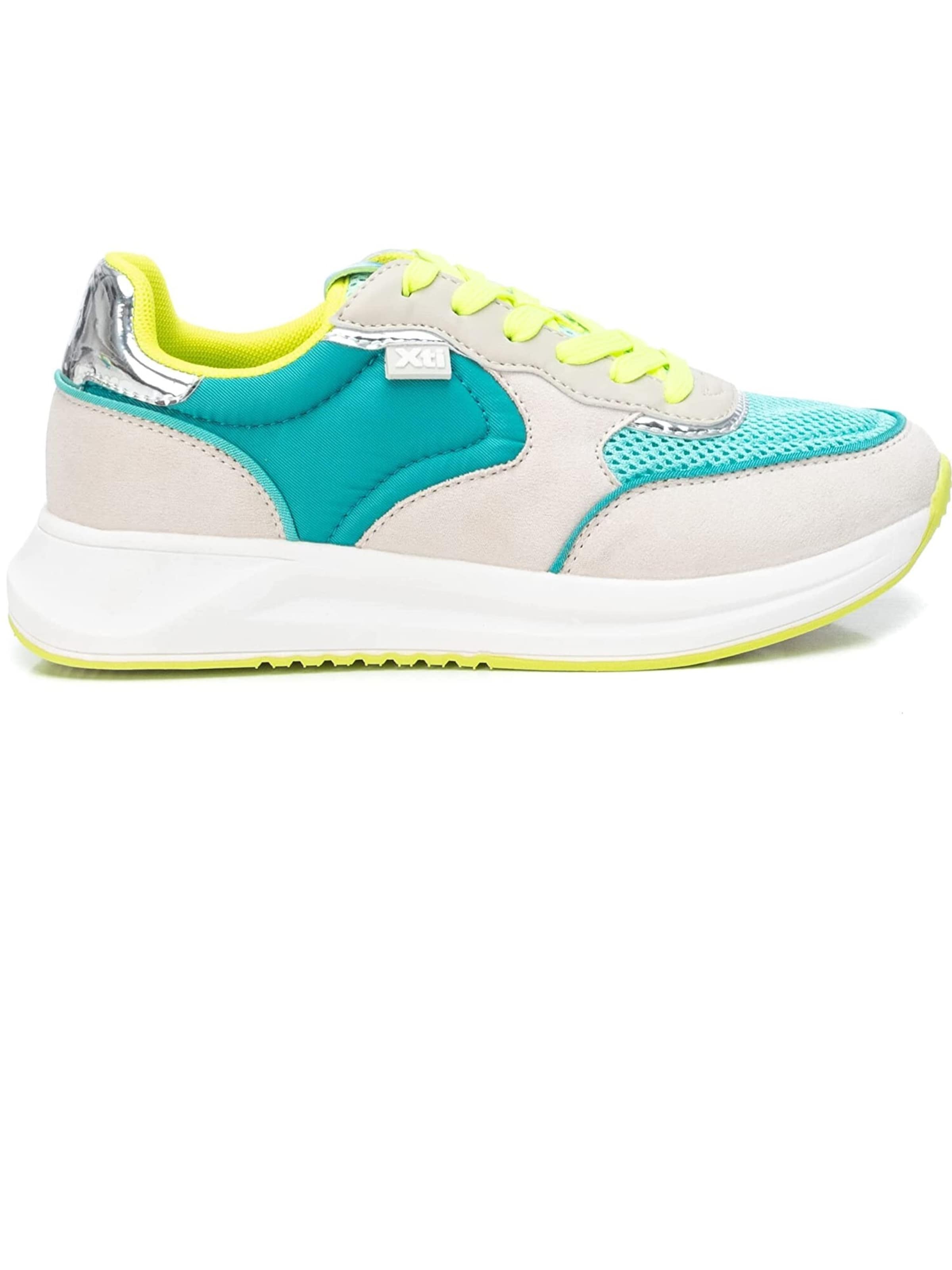 Sneaker bassa Xti di colore beige / turchese / verde neon / bianco, Visualizzazione prodotti