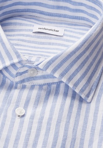 SEIDENSTICKER Slim Fit Hemd 'Smart Linen' in Blau