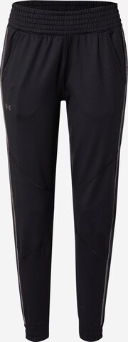Effilé Pantalon de sport 'ColdGear' UNDER ARMOUR en noir : devant