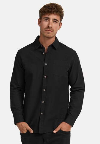 INDICODE JEANS Regular fit Button Up Shirt 'Caix' in Black: front