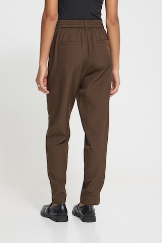 ICHI Regular Pleat-front trousers 'IHFava' in Brown