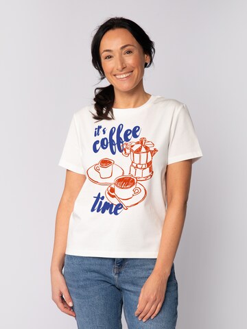 Watapparel Shirt 'Its Coffee Time' in White: front