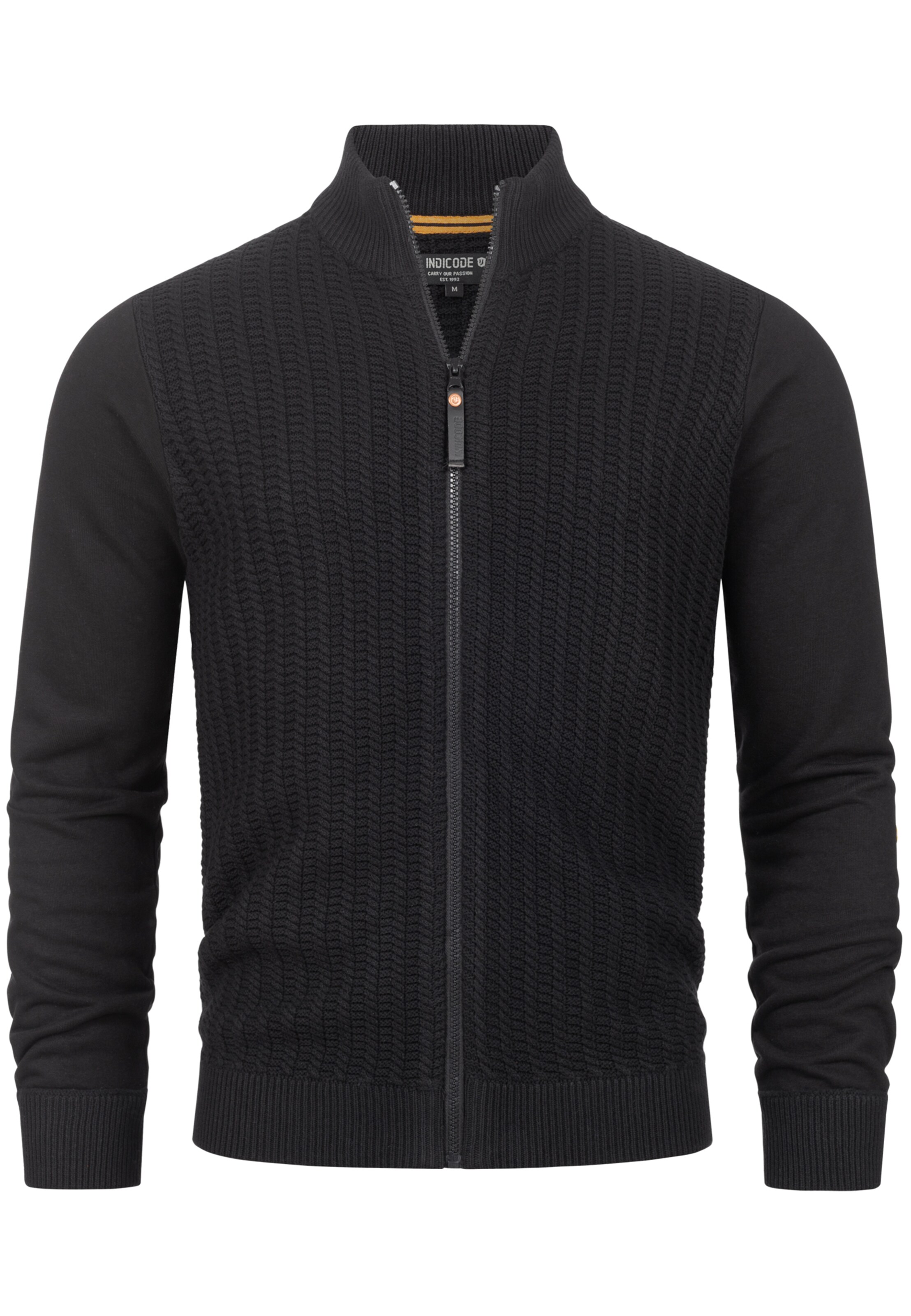 INDICODE JEANS Strickjacke 'Cason' in Schwarz: Vorderseite