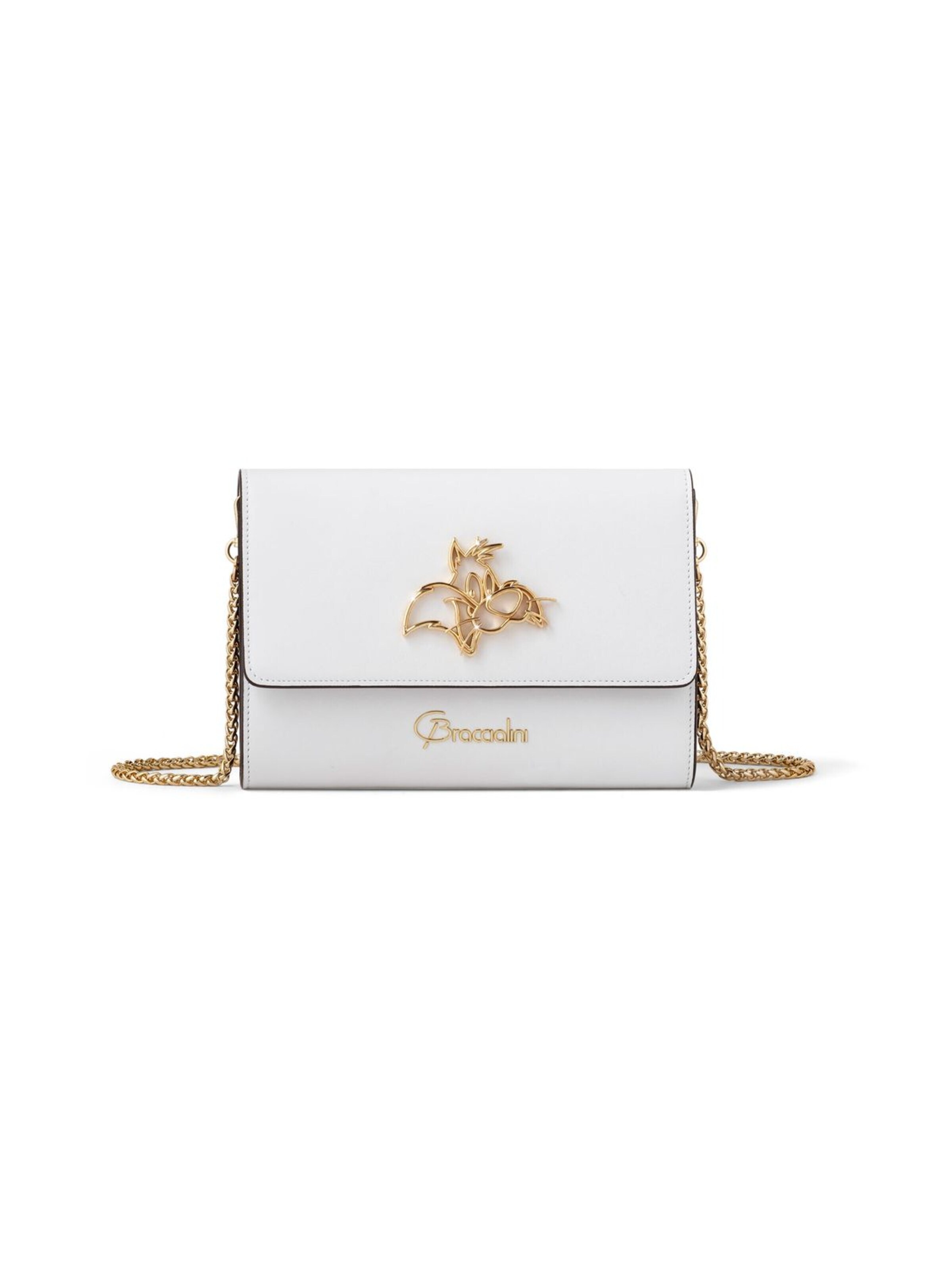 Braccialini - Bolso de noche 'Lady Gatto Silvestro' en blanco: frente