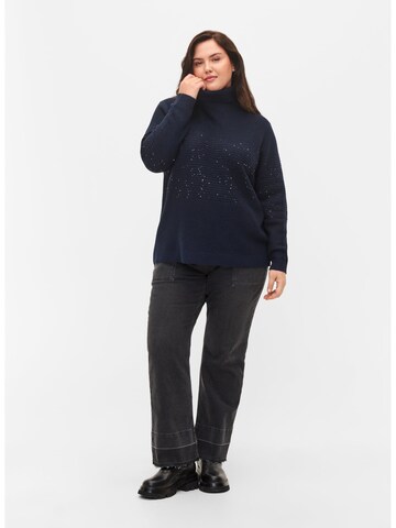 Zizzi Pullover 'MSPARKLE' in Blau