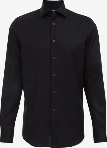 WE Fashion Button Up Shirt in Black: front