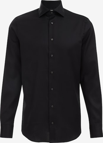 WE Fashion Button Up Shirt in Black: front