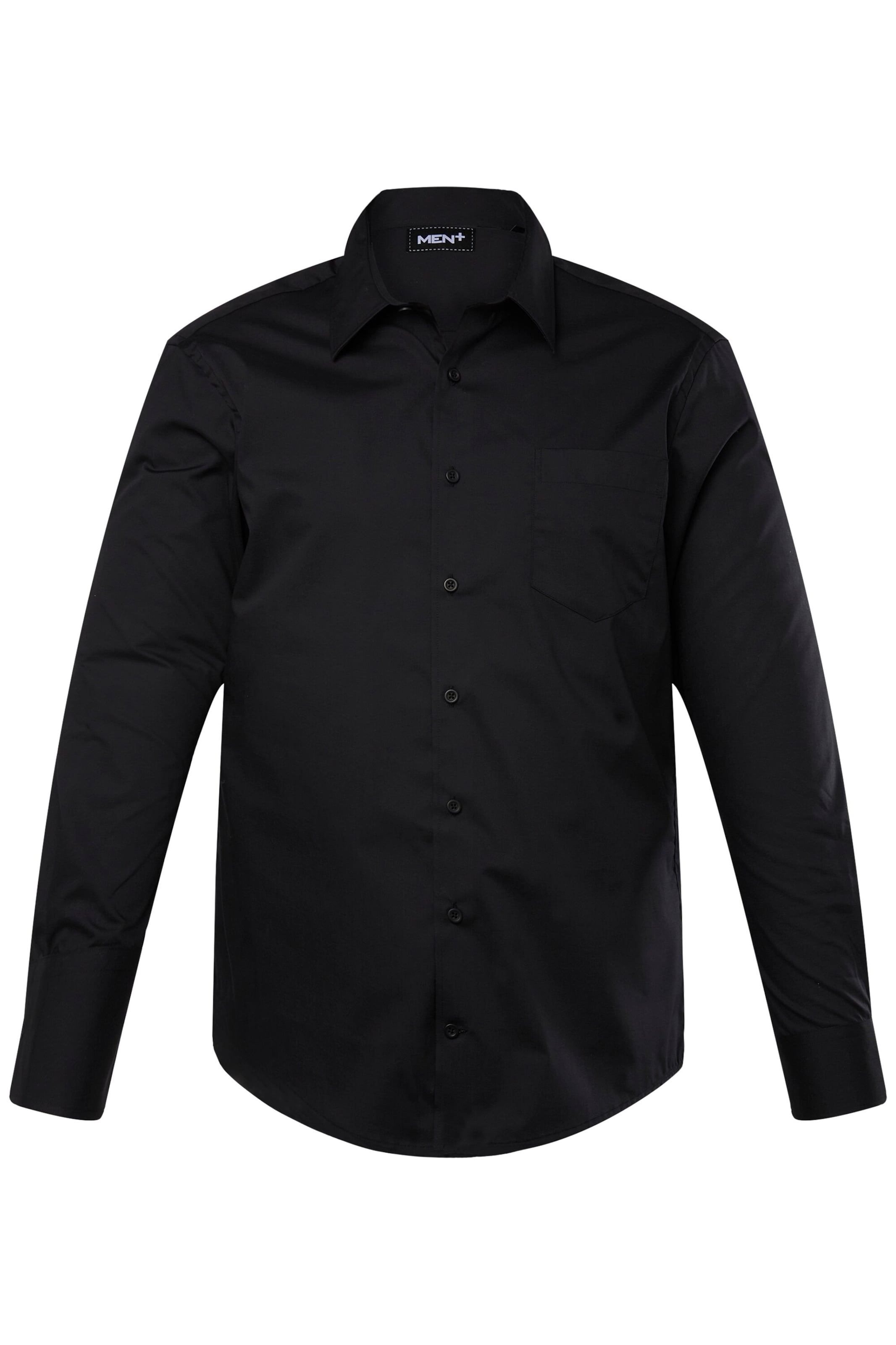 Men Plus Comfort fit Overhemd in Zwart: voorkant